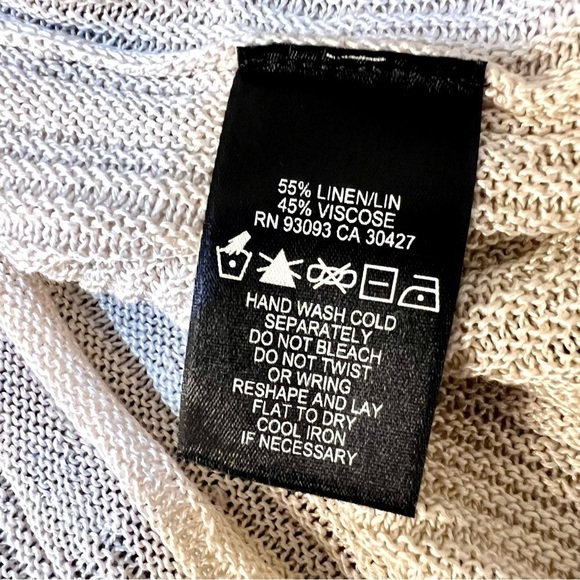 NIC+ZOE Women's Linen crochet hem Longline Cardigan in Oakmeal women’s size L - Picture 10 of 10